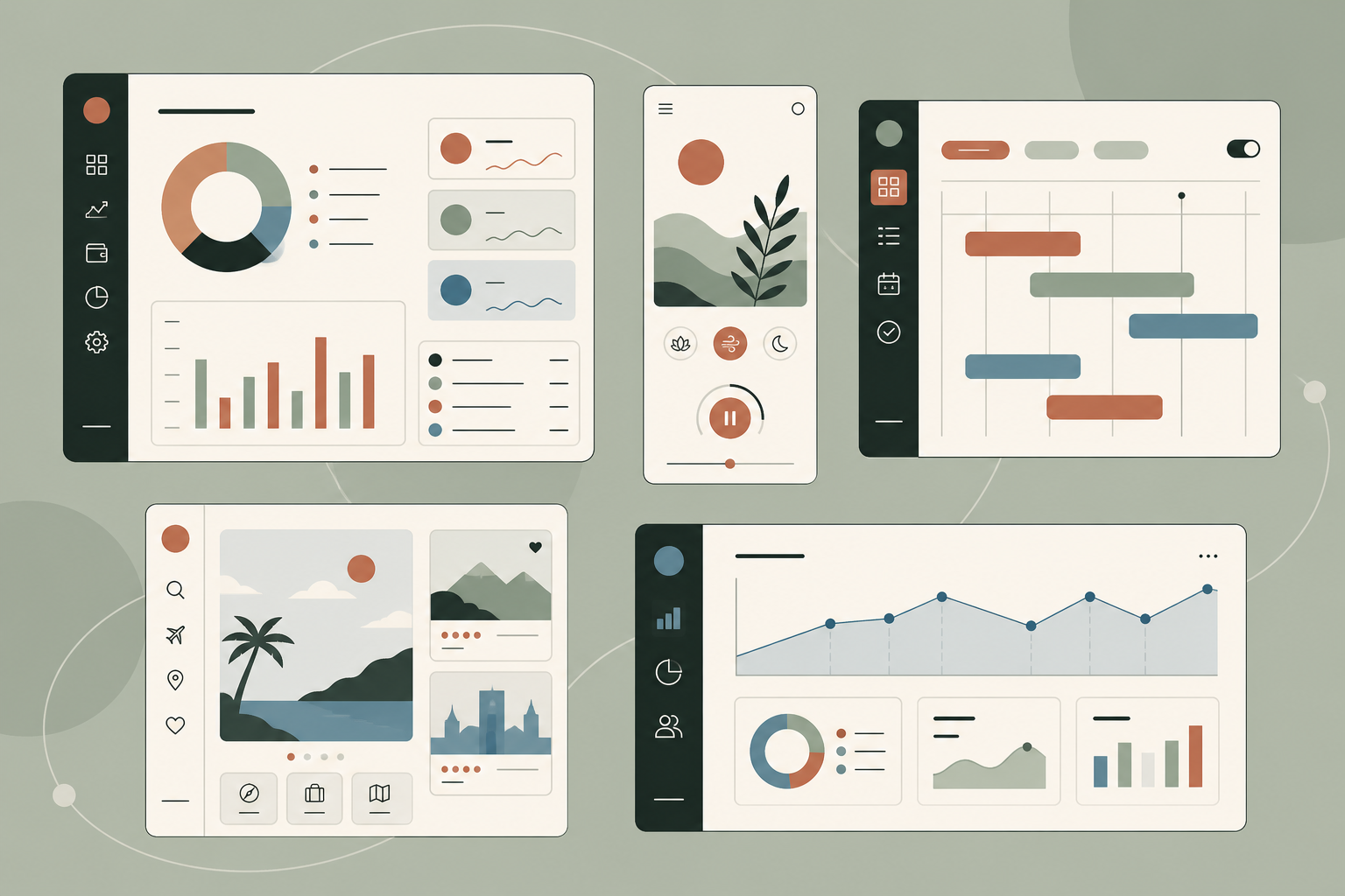 A collection of carefully designed mobile and web application screens